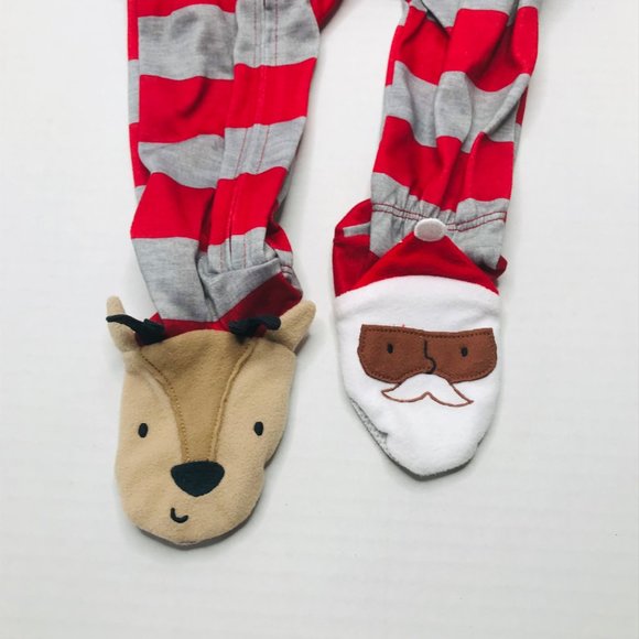 2 Pack Just One You Made By Carter's Baby 12 Month Dark Santa Footed Pajama New - Picture 6 of 16